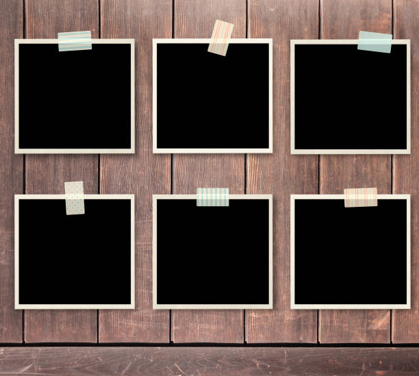 istock Six retro photos on old wooden board 1313888193