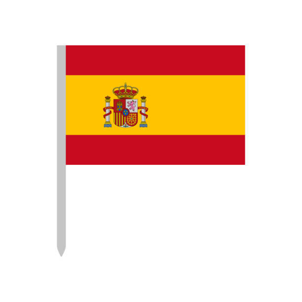illustrations, cliparts, dessins animés et icônes de espagne - illustration vectorielle d’icône de drapeau - goupille - spain flag spanish flag national flag