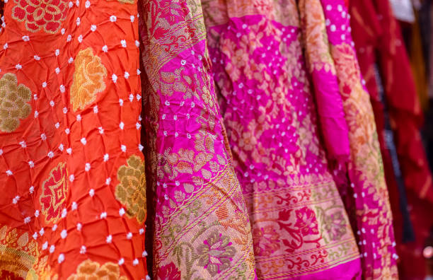 istock Colorful silk and cotton clothes fabric 1313889432