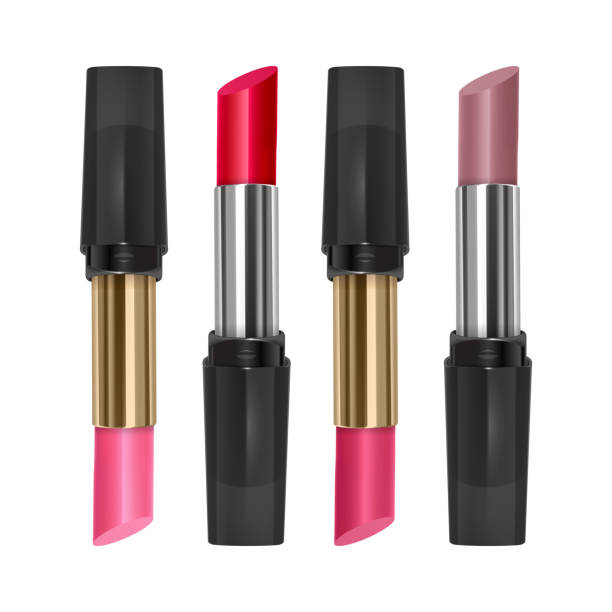 istock Set of color lipsticks. Red lipstick, Realistic lipstick isolated on white background 1313889646
