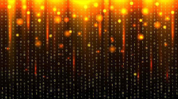 istock Matrix black and burning gold background. Vector stock illustration for banner, card or poster 1313893259