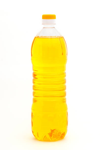 istock Bottle with vegetable oil on a white background 1313895063