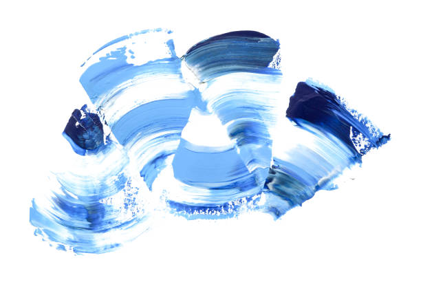 istock Blue Brushstroke creative composition. Hand drawn round art stroke isolated on white background. 1313897367