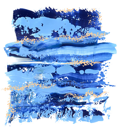 Pincelada azul dibujada a mano swash v con brillo aislado en blanco. Plantilla de marco creativo dibujada a mano photo