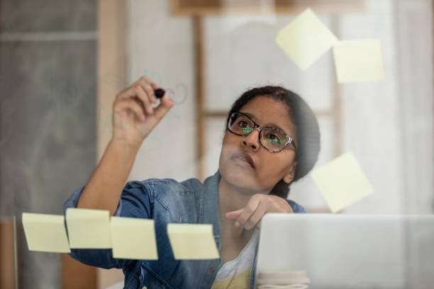 istock Writing project goals on a glass wall at the office 1313898976