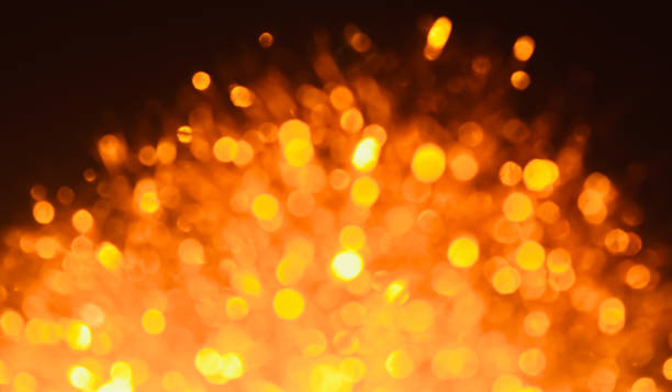 istock Yellowish glowing blurry lights unique photo 1313899088