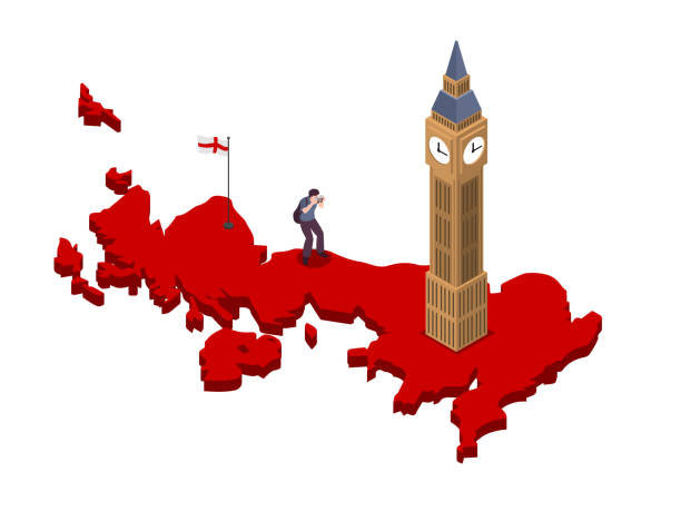 big ben tower von london 3d isometrischer vektor - big ben isometric london england famous place stock-grafiken, -clipart, -cartoons und -symbole