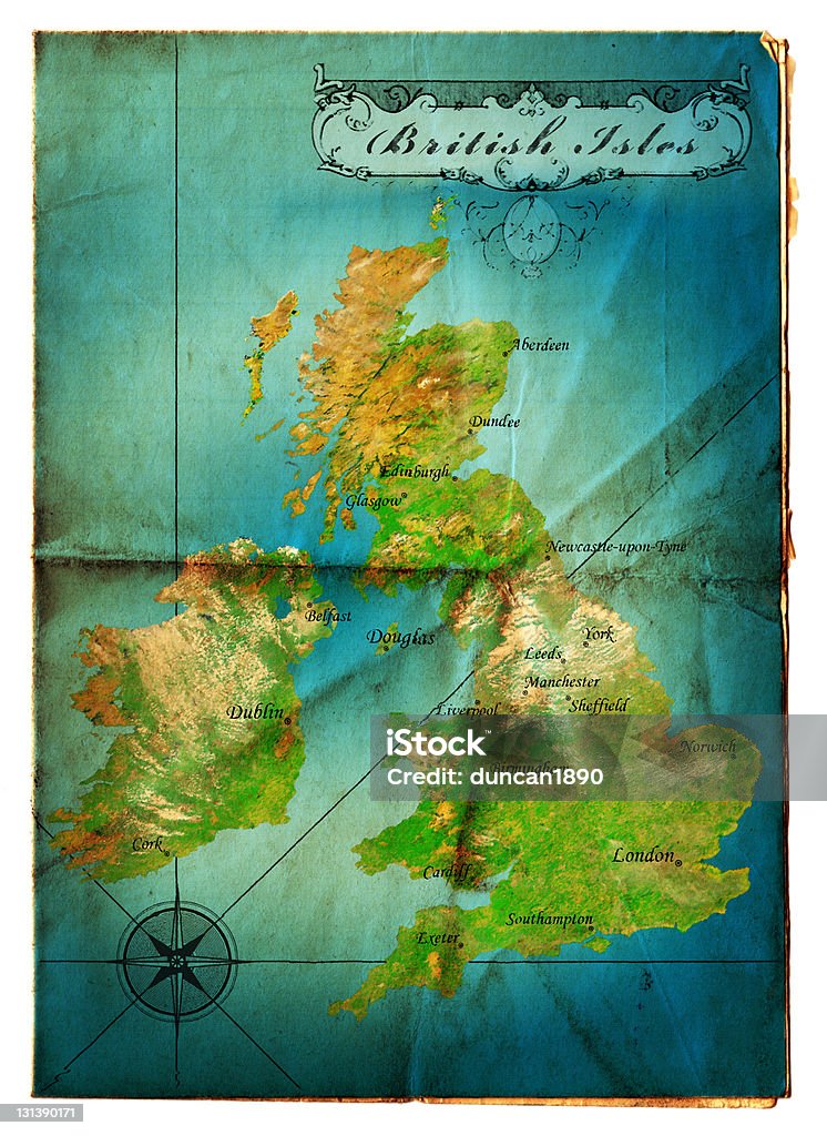 British Isles (XXL) A map of the British Isles showing the major towns and cities. Isle of Man Stock Photo