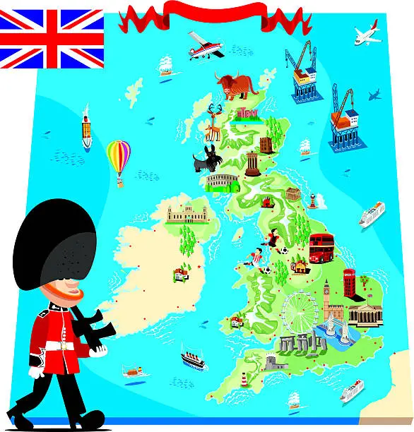 Vector illustration of Cartoon map of UK