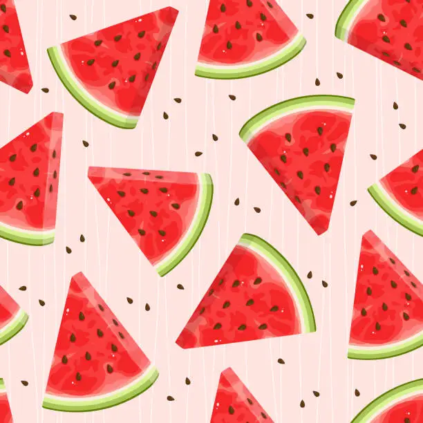 Vector illustration of Watermelon slices vector seamless pattern.