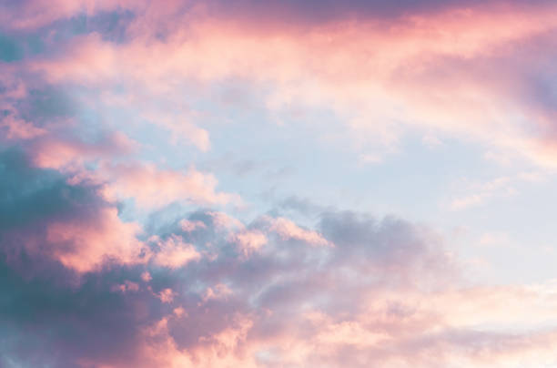 istock Beautiful sunset sky with pink and purple clouds 1313907844