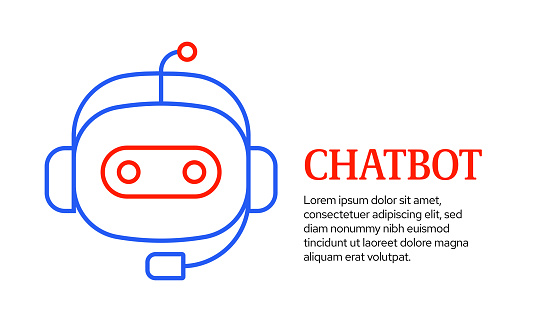Chatbot Concept, Vector Line Icon Template Design