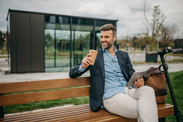 istock Attractive casual business man getting to work 1313912947