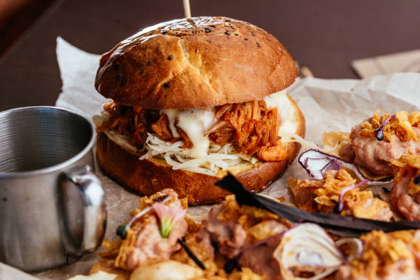 istock american burger with potatoes, sauce, snacks 1313919909