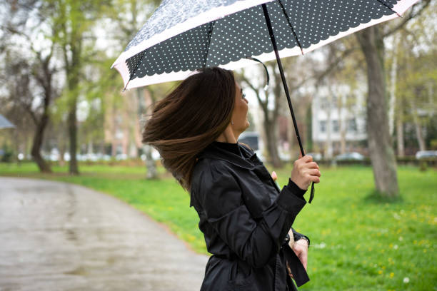 istock Beautiful young woman with umbrella 1313922568