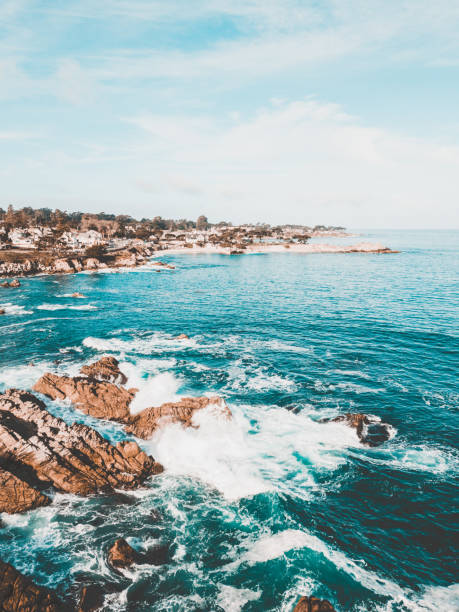 Monterey beach by drone california