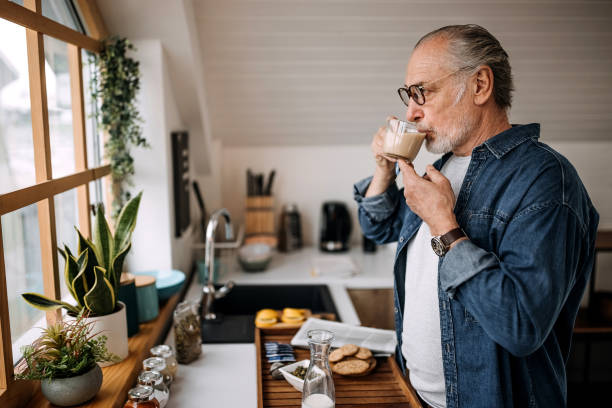 istock Senior man having a cup of tea 1313928073