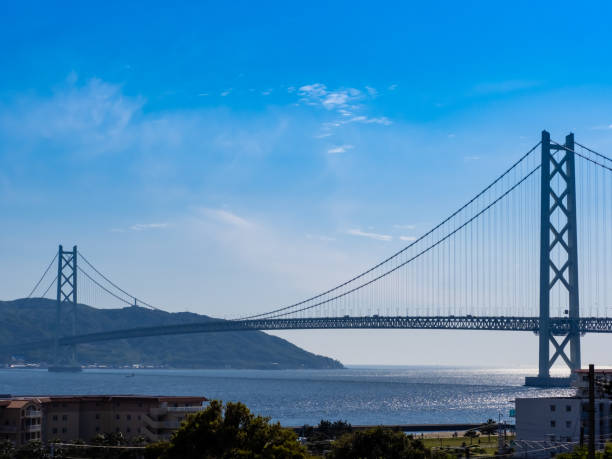 istock Blue Sky and Akashi Kaikyo Bridge 1313929953
