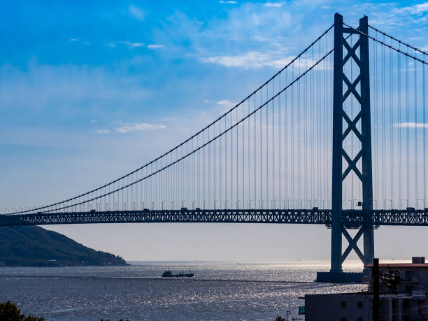istock Blue Sky and Akashi Kaikyo Bridge 1313929954