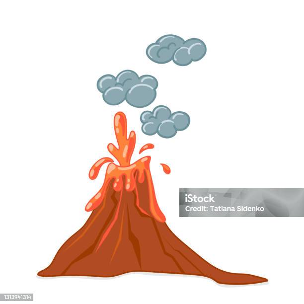 Irruption Cartoon Cartoon Volcano Erupting Stock Illustration - Download Image Now - Art ...