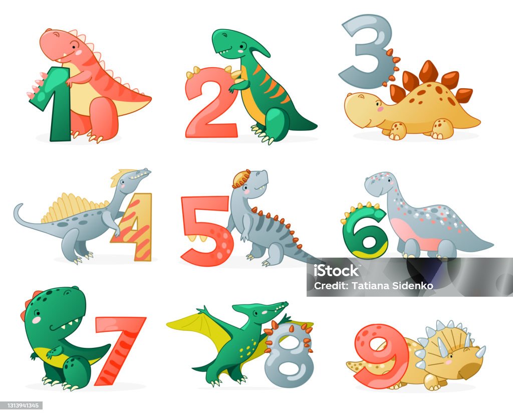 Ilustración de Lindos Números De Dibujos Animados De Dinosaurios y más  Vectores Libres de Derechos de Cumpleaños - Cumpleaños, Dinosaurio,  Invitación - iStock