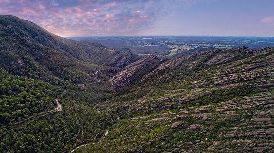 Drone's view of the Grampian Mountains National Park in Victoria's west.