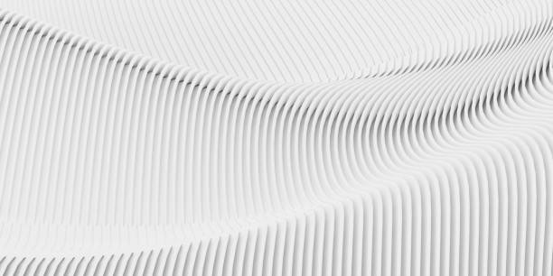 istock Abstract white background scene with waves lines. 3d rendering of building. Modern architecture interior design. Futuristic technology concept and minimal geometric shapes. 1313942059