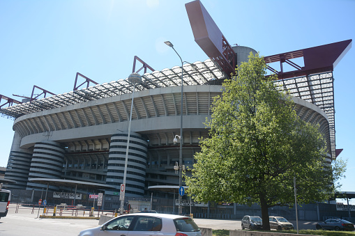 The Perspective view of San Siro or The Stadio Giuseppe Meazza, a football stadium in the San Siro district of Milan, Italy, the home of A.C. Milan and Inter Milano