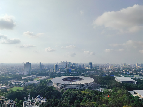 Jakarta, April 2021 - A landscape of Gelora Bung Karno Stadium, never be used for any matches or events since 2020 because the pandemic