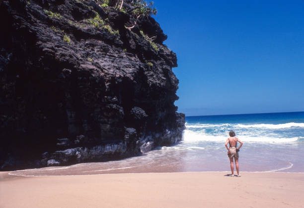 Kauai NaPali Coast - Hiker on the Beach - 1984
