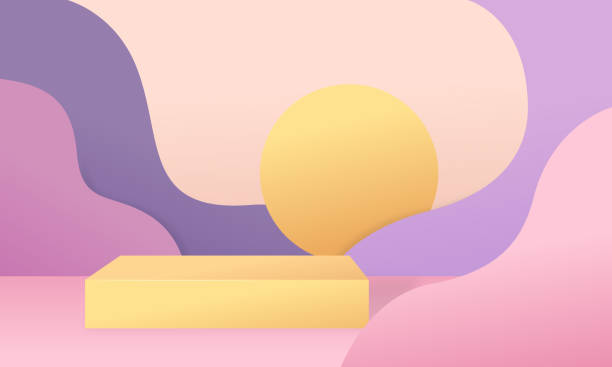 istock Curve background 3d rendering podium platform shape purple pastel. 3D stage podium product on 3d background modern 1313950814