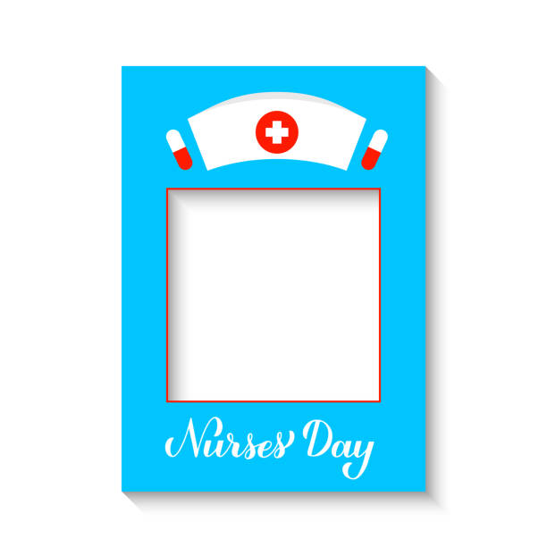 Nurses day photobooth frame. Photo booth props. Medical party decorations. Nurses day photobooth frame. Photo booth props. Medical party decorations. selfie borders stock illustrations
