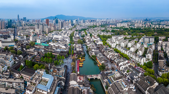 Aerial photography of the famous Qinhuai River Scenic Area in Nanjing