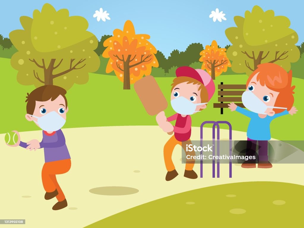 Kids Playing Cricket Cartoon 2d Stock Illustration - Download Image Now -  Athlete, Catching, Child - iStock