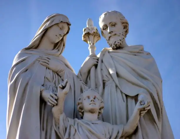 A sculpture of Mary, Joseph and Jesus at an old rural cemetery, sculptor unknown.