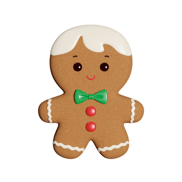 Cute gingerbread man isolated on white background. 3d render