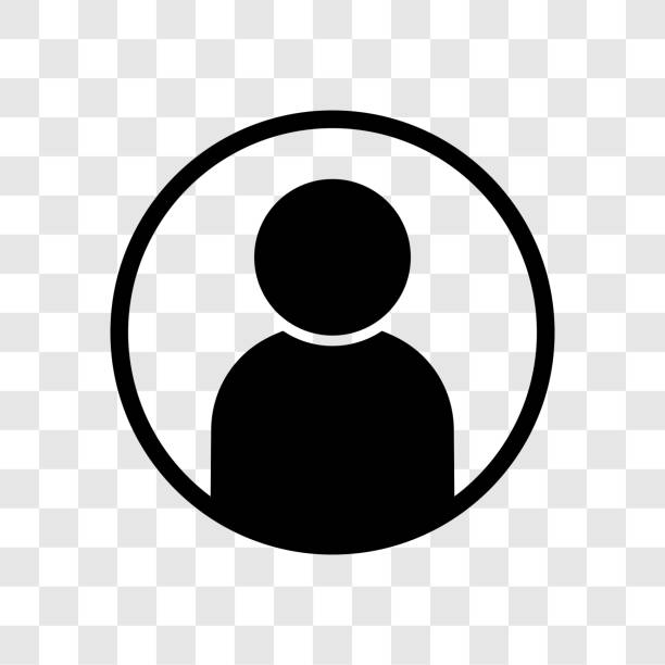 benutzer-avatar-profil-symbol. schwarze vektor-illustration auf transparentem hintergrund. schaltfläche website- oder app-mitglieder-ui. - menschen stock-grafiken, -clipart, -cartoons und -symbole
