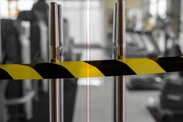 Closed gym due to coronavirus, Covid-19 outbreak.