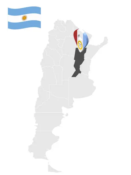 Vector illustration of Location of  Santa Fe Province  on map Argentina. 3d location sign similar to the flag of Santa Fe. Quality map  with  provinces of  Argentina for your design. EPS10