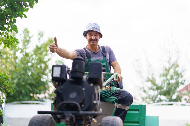 istock Male farmer with a walk-behind tractor 1313959459