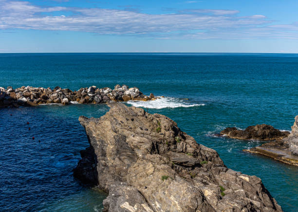 istock Rocks and sea waves on the shore 1313960475