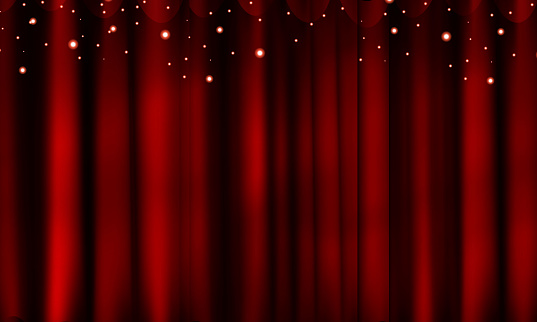 Vector Classic Red curtain with stage background, modern style. stock illustration