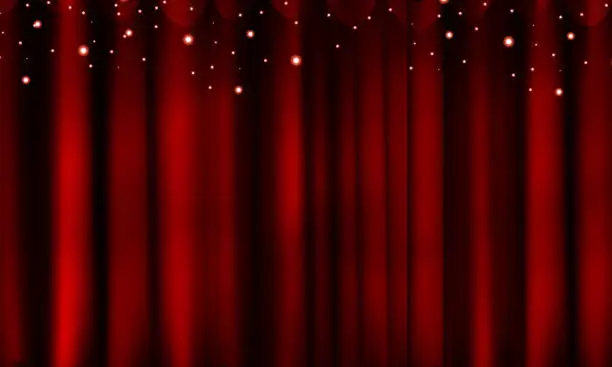 Vector illustration of Vector Classic Red curtain with stage background, modern style. stock illustration