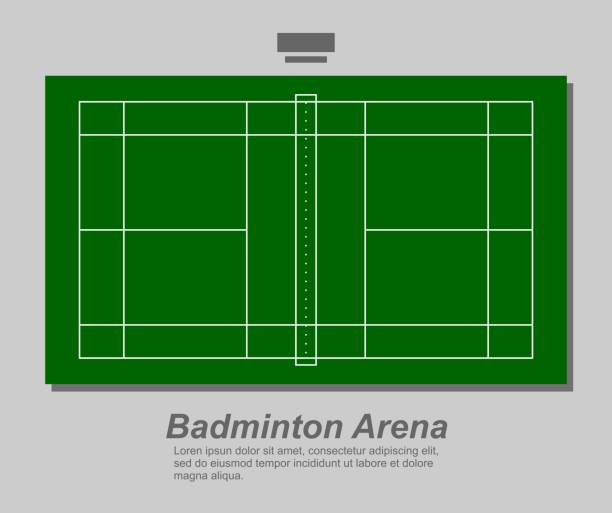 desain tentang arena bulu tangkis - badminton court ilustrasi stok