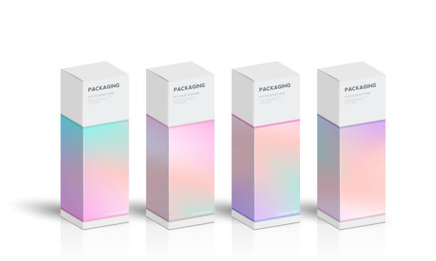 istock Set of box or packaging design illustration template for presents or special days like easter, christmas,  holidays, etc. with pastel pattern gradient backgrounds 1313968601