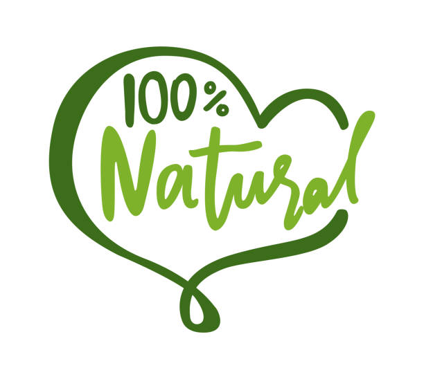 ilustrações, clipart, desenhos animados e ícones de moldura de forma de coração de letras 100% natural - 100 organic