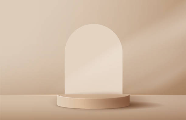 istock Cosmetic brown background minimal and premium podium display for product presentation branding and packaging presentation. studio stage with shadow of background. vector design 1313969643
