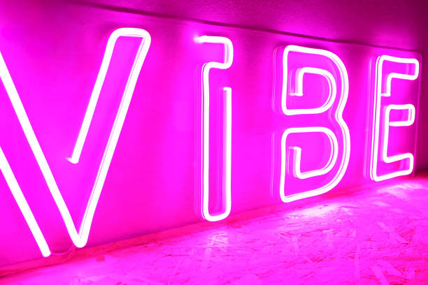 istock Pink neon sign vibe. Trendy style. 1313969793