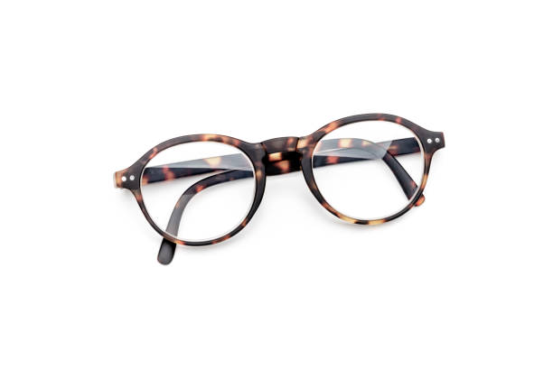 Tortoise Folding Glasses on White Background Modern tortoise folding spectacles, or folding glasses eyeglasses, isolated on a white background eyeglasses stock pictures, royalty-free photos & images