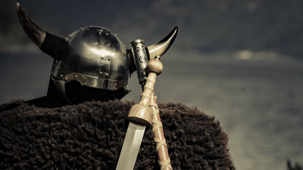 istock Viking helmet on fjord shore, Norway 1313976483